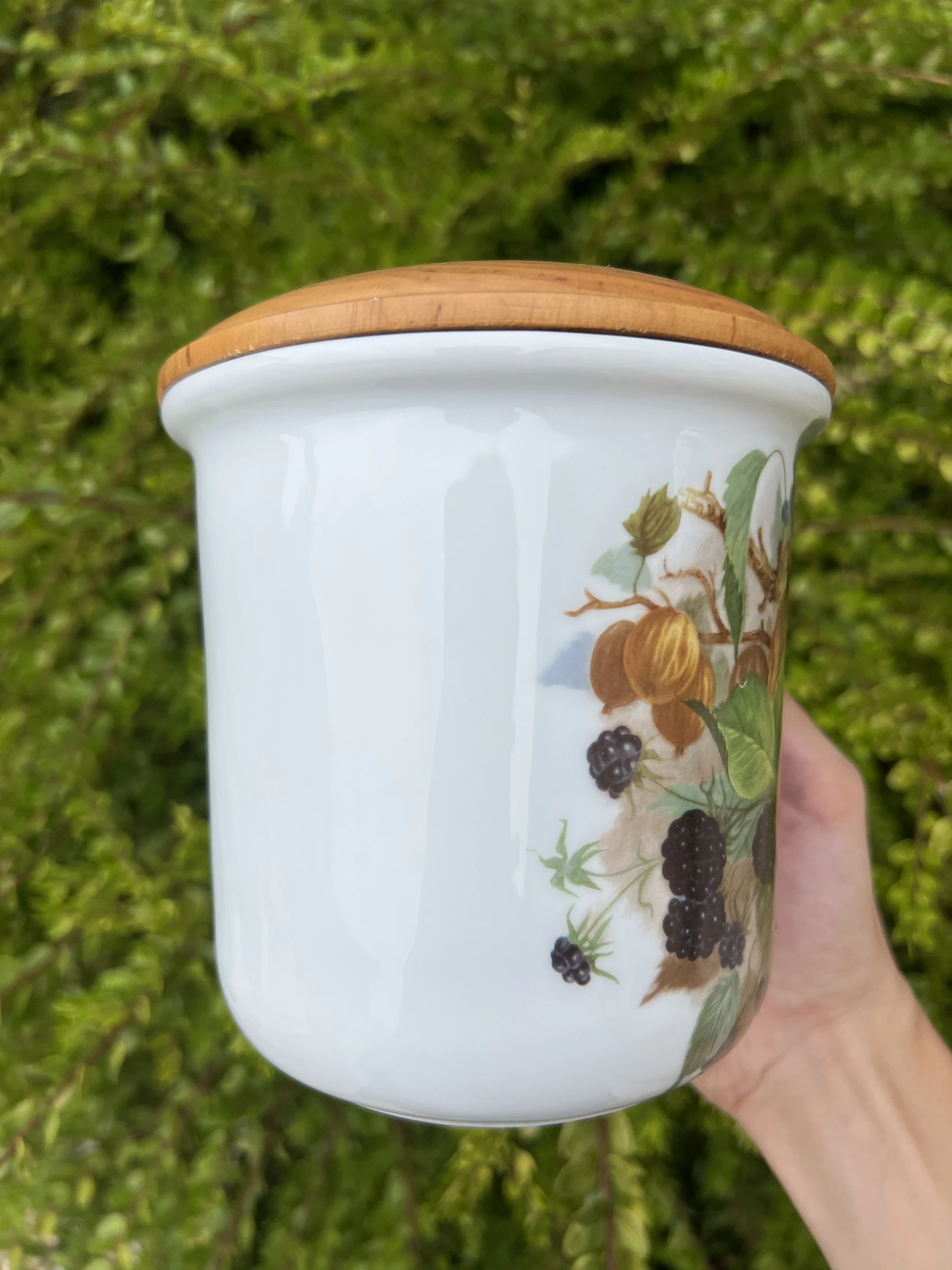 🍎 Pot de conservation en porcelaine décor fruits avec couvercle bois et joint é – photo 5